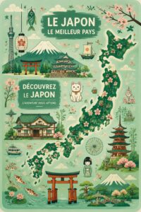 Un paysage emblématique du Japon avec des cerisiers en fleurs