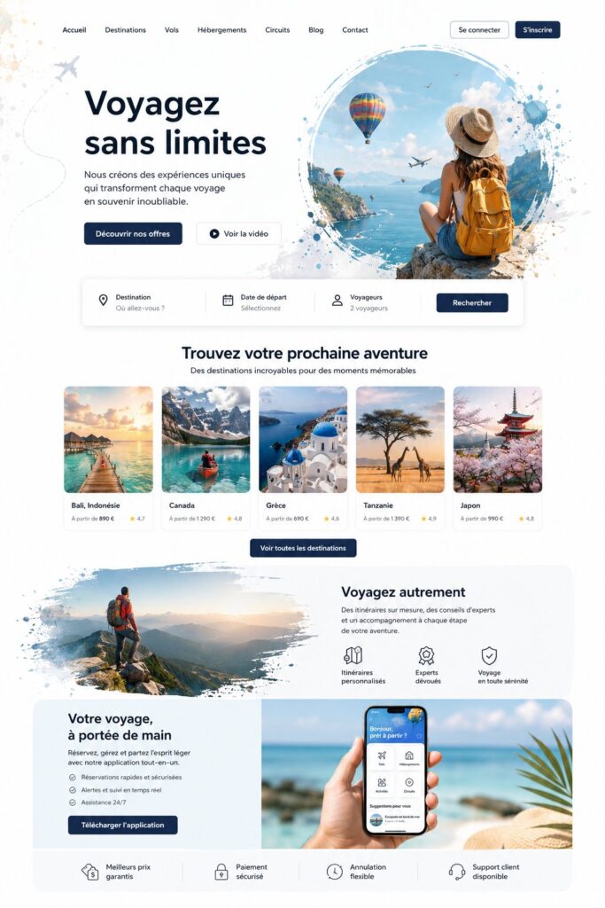 Plage tranquille en Thaïlande avec un ciel ensoleillé et des palmiers