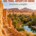 Vue panoramique sur les dunes et oasis du sud de la Tunisie, offrant une beauté naturelle époustouflante.