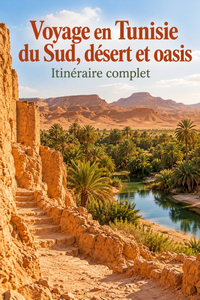 Vue panoramique sur les dunes et oasis du sud de la Tunisie, offrant une beauté naturelle époustouflante.