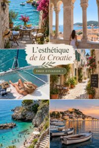 Vue panoramique sur la côte dalmate en Croatie, mettant en valeur ses eaux cristallines et ses îles verdoyantes.