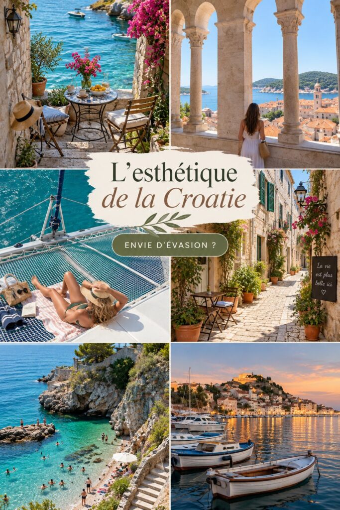 Vue panoramique sur la côte dalmate en Croatie, mettant en valeur ses eaux cristallines et ses îles verdoyantes.