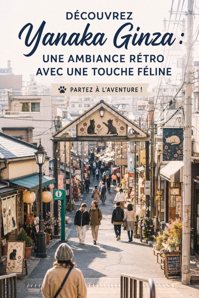 Vue du quartier historique de Yanaka Ginza avec ses boutiques vintage et ses cafés.