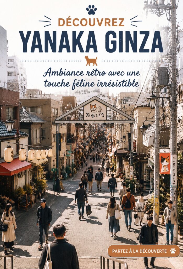 Vue de la rue principale de Yanaka Ginza, avec ses boutiques vintage et ambiance chaleureuse